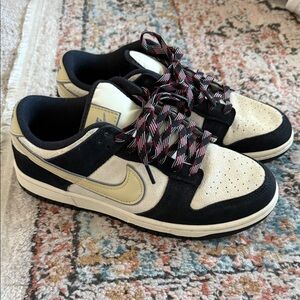 Nike Women's Dunk Low LX Black Suede Coconut Milk/Gold Sneaker